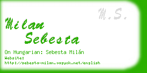 milan sebesta business card